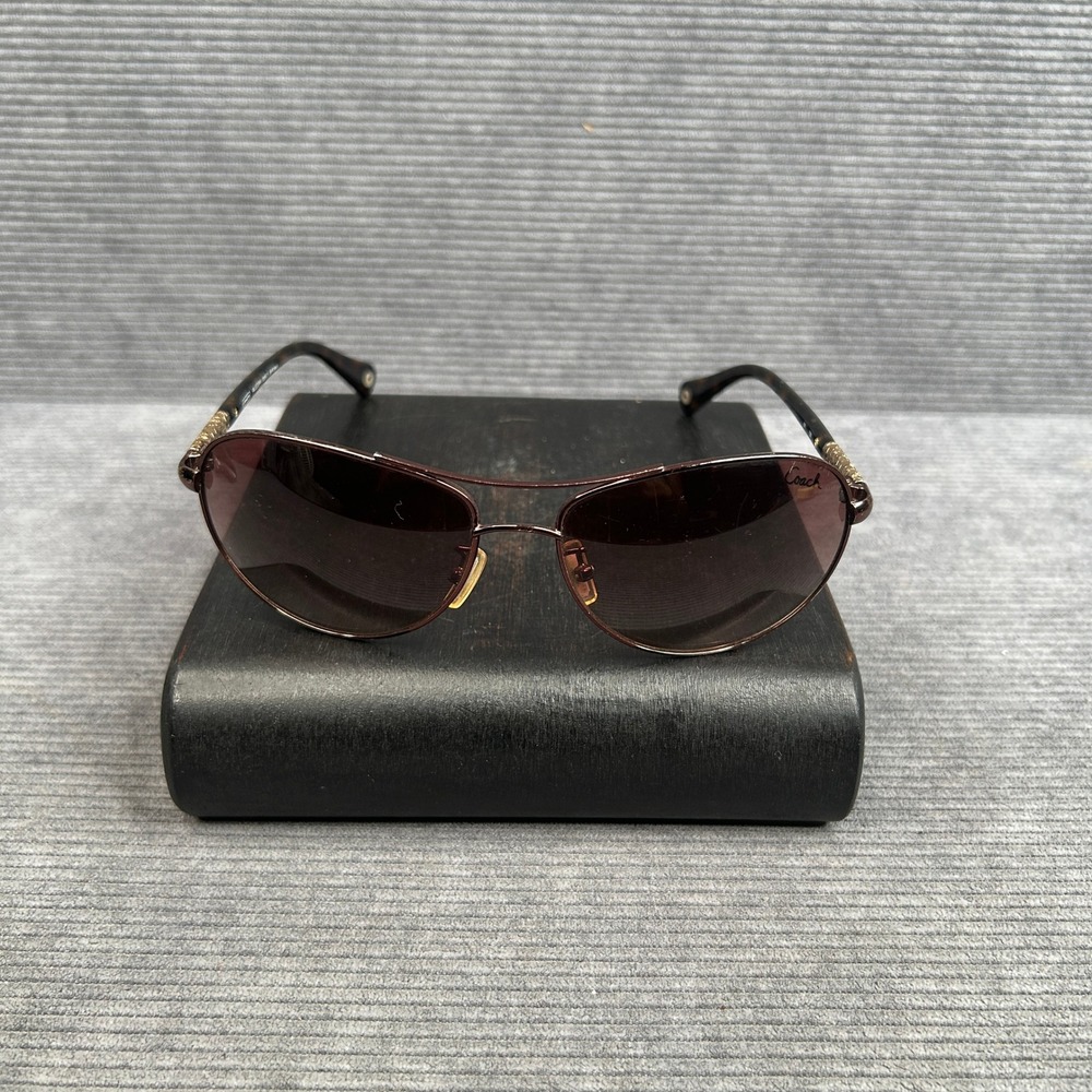 Coach Allegra S567 Brown Aviator Y2k Sunglasses Gold Signature Temple Detail